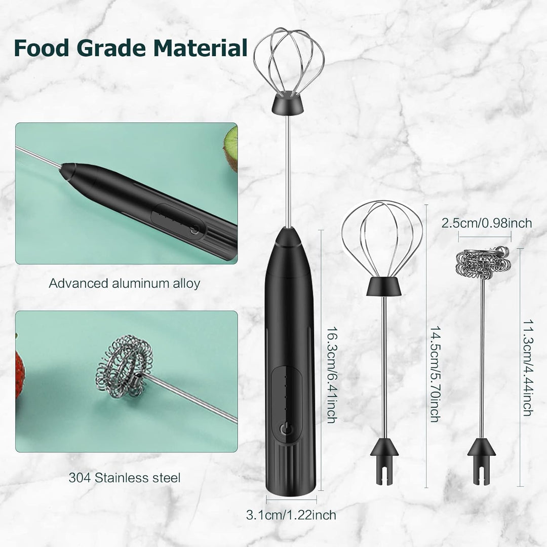Milchaufschäumer Elektrisch Stab,USB Wiederaufladbar Milchschäumer, Melektrischer Schneebesen 3 Ein
