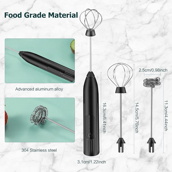 Milchaufschäumer Elektrisch Stab,USB Wiederaufladbar Milchschäumer, Melektrischer Schneebesen 3 Ein