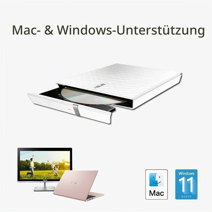 ASUS SDRW-08D2S-U Lite externer Slim DVD Brenner (8x DVD±R, 6x DVD±R DL, 5x DVD-RAM, USB 2.0) inkl.