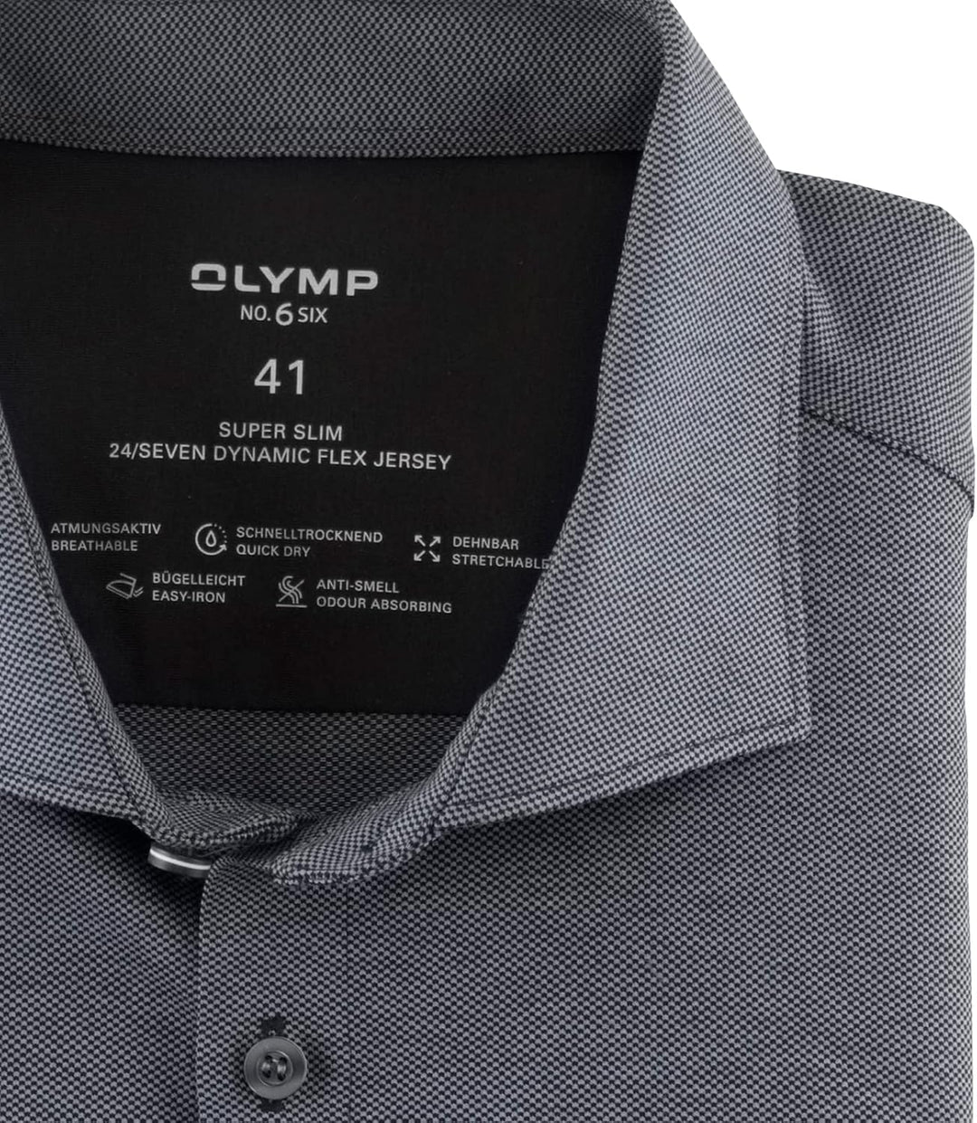 OLYMP Herren Businesshemd No. Six 24/Seven,Einfarbig,super Slim,Kent-Kragen 42 Anthrazit 67, 42 Anth