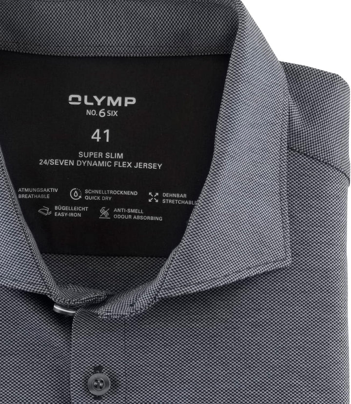 OLYMP Herren Businesshemd No. Six 24/Seven,Einfarbig,super Slim,Kent-Kragen 42 Anthrazit 67, 42 Anth