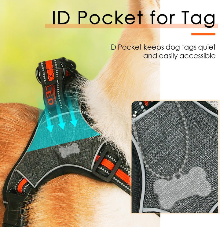 ThinkPet No-Pull Geschirr, Ausbruchsicheres Reflektierendes Step-in Hundegeschirr, Verstellbares Atm
