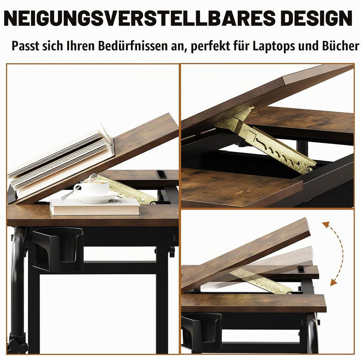 VEDECASA Überbett-Tisch auf Rollen, höhenverstellbar, Betttisch für Krankenhaus &amp; Zuhause, mobil, st