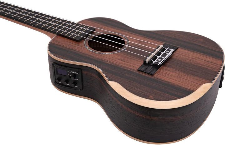 DIMAVERY UK-800 Concert Ukulele, Ebony | Konzert-Ukulele mit Tonabnehmer