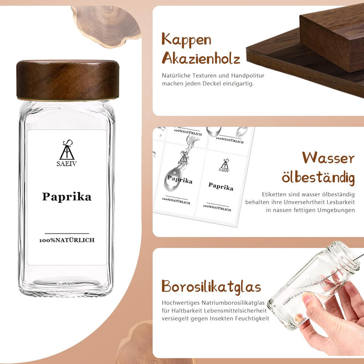 MRVNN Gewürzdosen Set 12 Stk, Spice Jars 120ML, Versiegelt Gewürzglas, Gewurzglaserset Für Gewürzreg