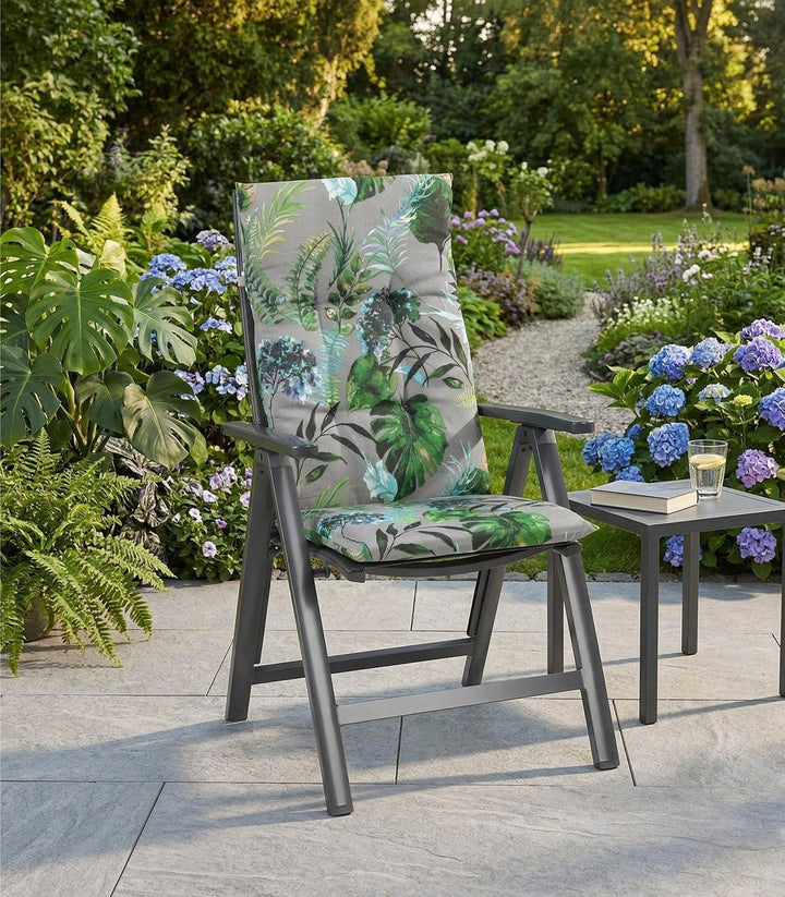 Gartenstuhlauflage - Grau - Blau - Grün - Hochlehner - mit Stehsaum
