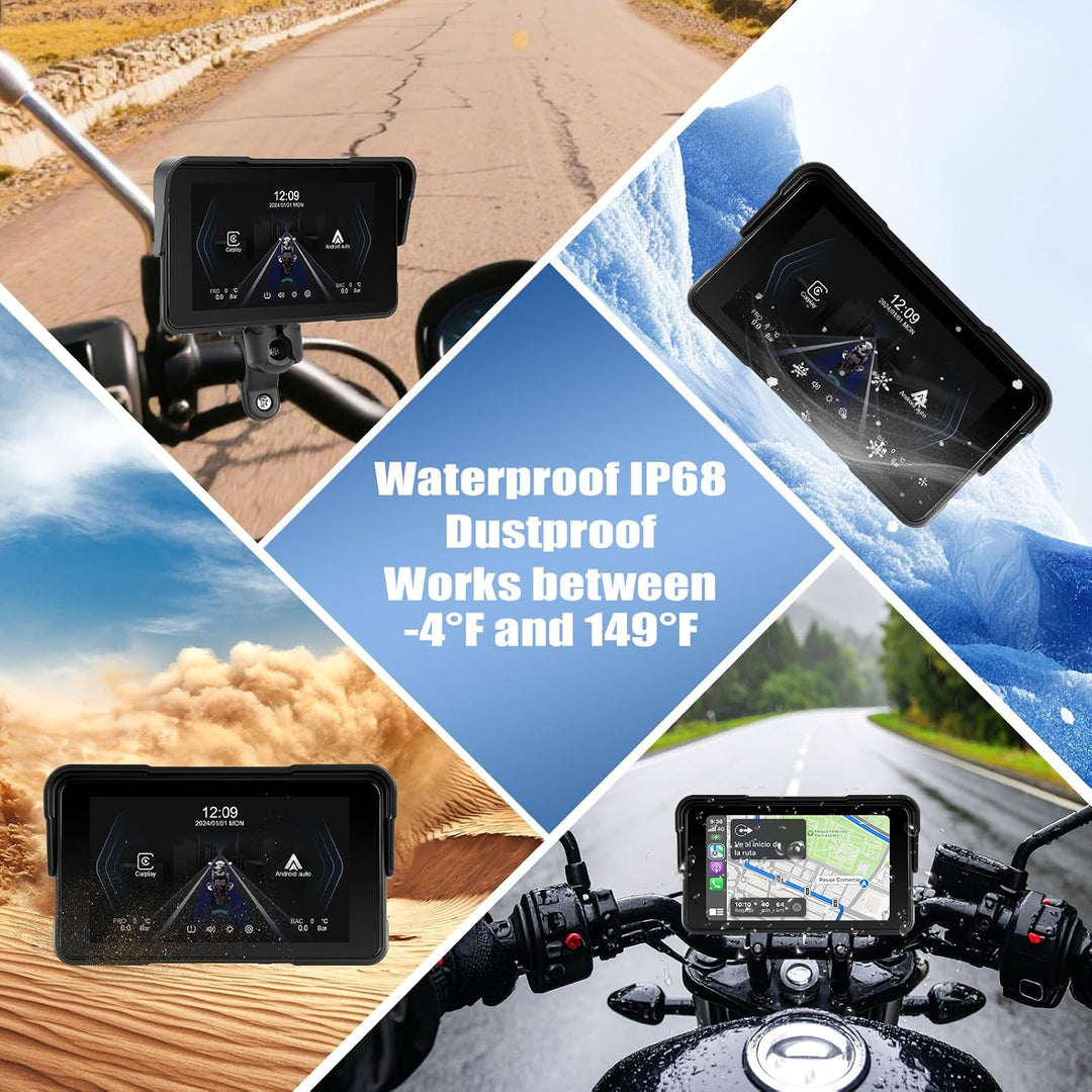 SIXWIN Motorrad Carplay Bildschirm für Moto mit Wireless Carplay Android Auto, 5 Zoll HD Touchscreen