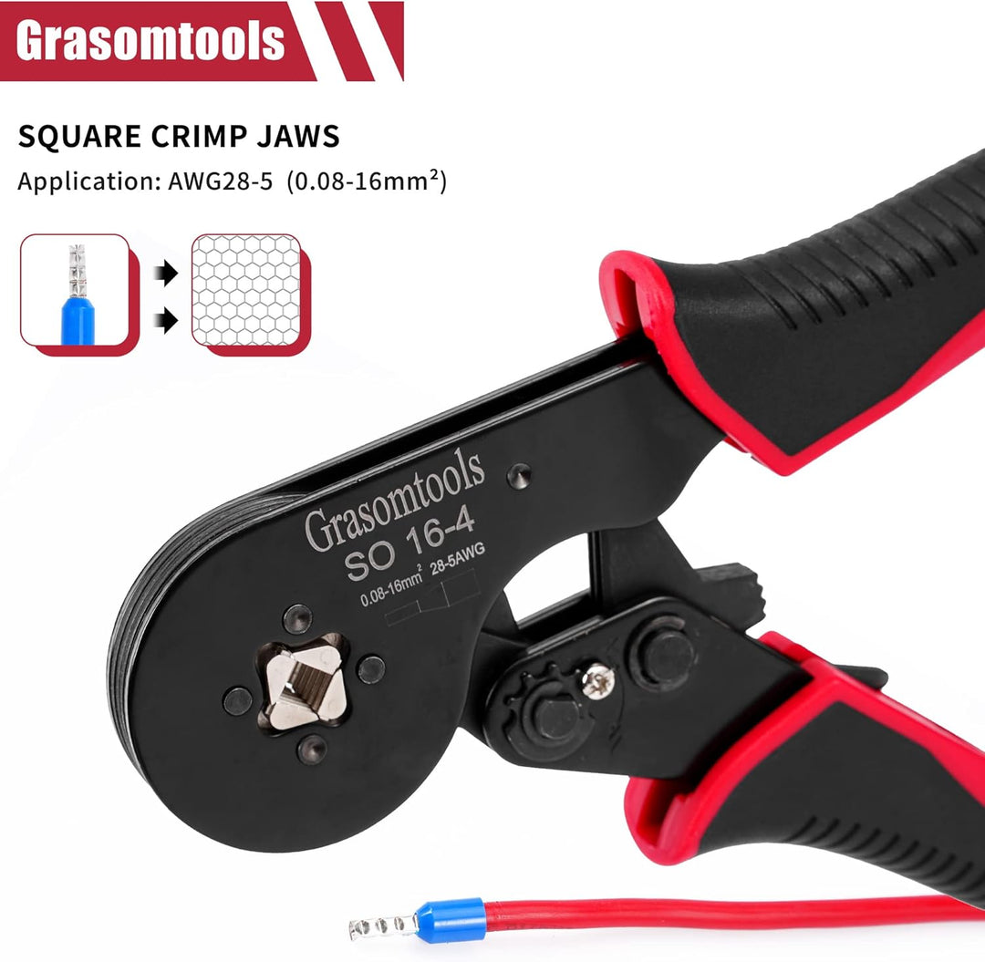 Aderendhülsen-Crimpzange, 0,08-16mm²/AWG 28-5 Crimpwerkzeuge, Draht-Crimpzange, selbsteinrastende Ra