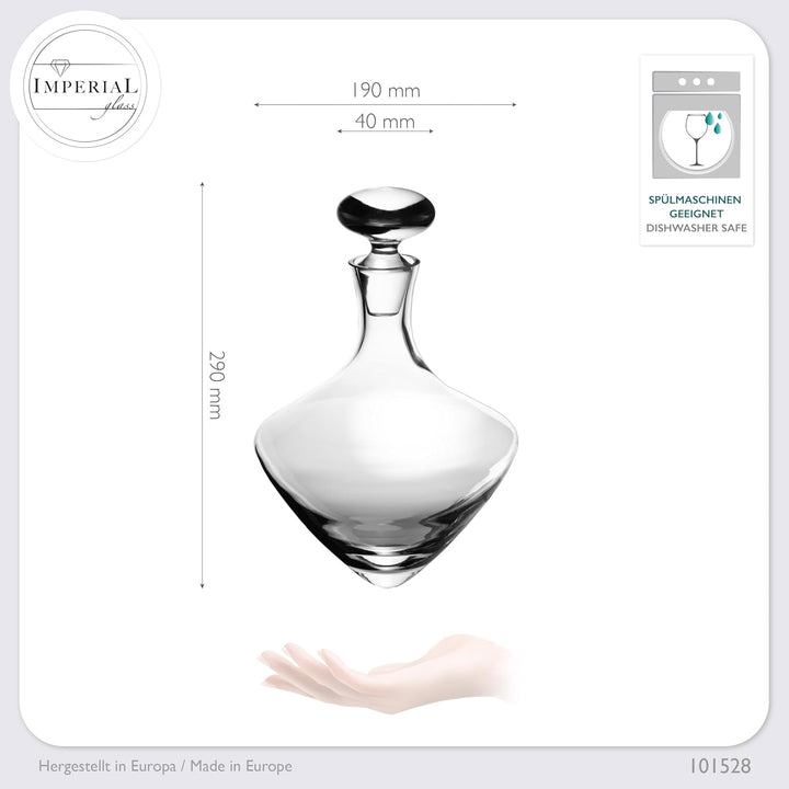 Weindekanter Set mit 4 Rotweingläsern aus Crystalline Glas Serie Rom – handgefertigte Weinkaraffe mi