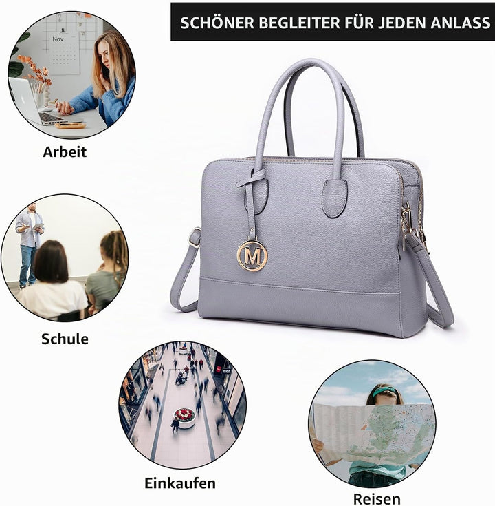 Miss Lulu Aktentasche Handtasche Laptoptasche Arbeitstasche Schultertasche Messenger Bag Retro Elega