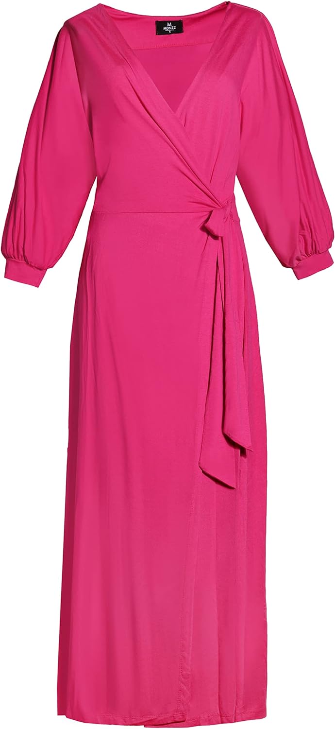 Madnezz House Damen Madnezz House Damenkleid Petra, V-ausschnitt, Midi-länge, Dress, Rosa, S EU