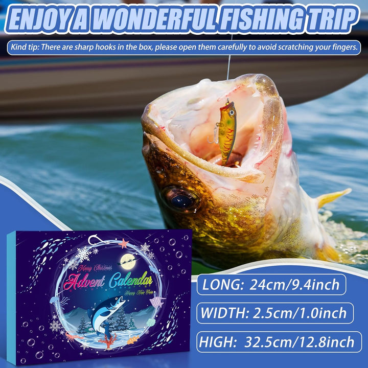 Tylices Angeln Adventskalender 2025 Angler Angelkalender, 24 Angeln Köder Set Angellieber Angel Weih