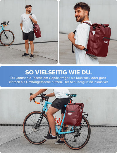 Büchel 3in1 Fahrradtasche für Gepäckträger, nutzbar als Rucksack, Umhängetasche oder Gepäckträgertas