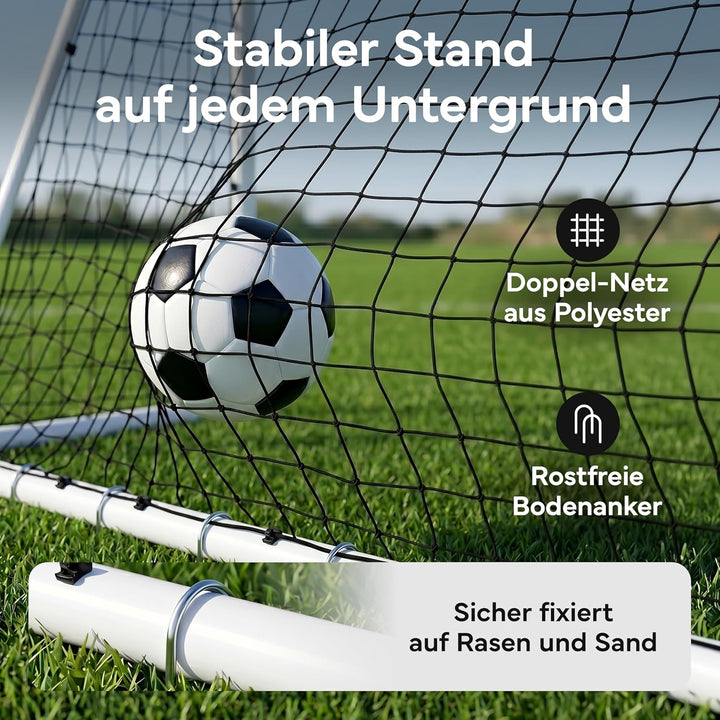 NEOLYMP Fussballtor für Garten – Robustes Stadion-Tor aus Metall, korrosionsgeschützt – Wetterfestes