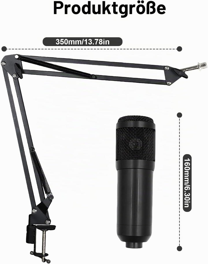 Podcast Mikrofon Bündeln, DJ Controller und BM800 Mikrofon, Gaming Mikrofon mit Arm, Audio Mixer Set