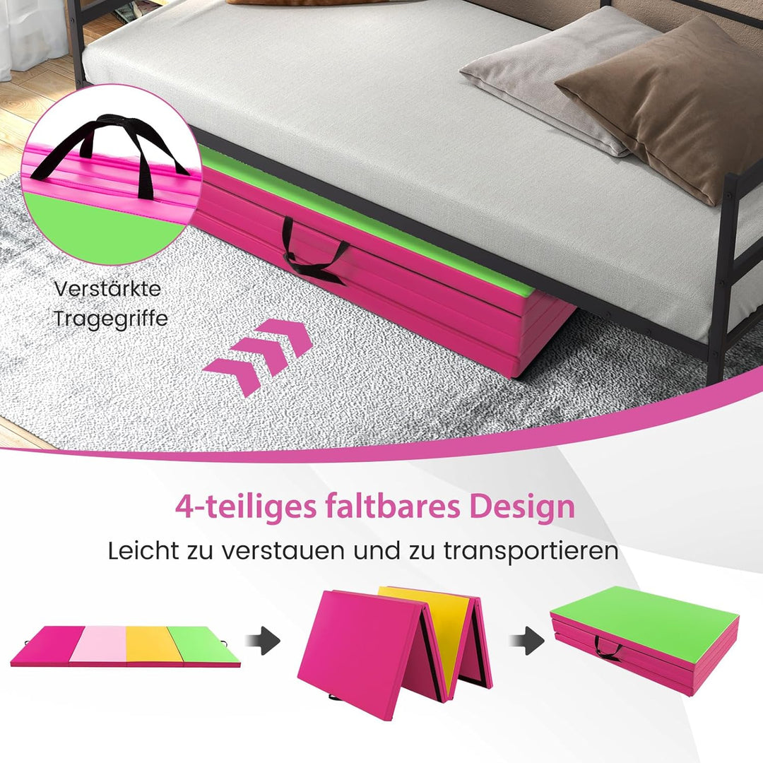 COSTWAY 300 x 120 x 5 cm Weichbodenmatte, Gymnastikmatte klappbar, Turnmatte aus PU mit Kletterversc