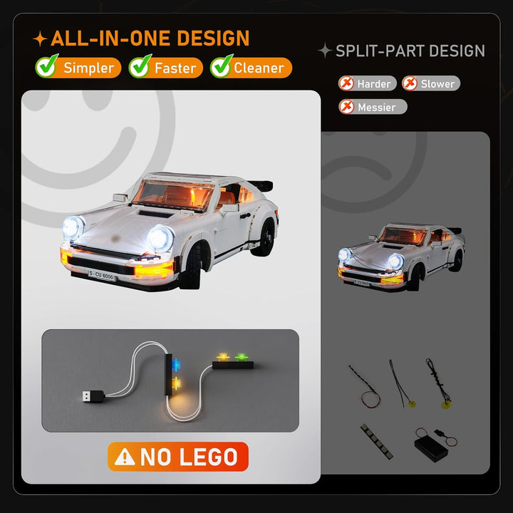 LIGHTAILING Licht-Set Für (Creator Expert Porsche 911) Modell - LED Licht-Set Kompatibel Mit Lego 10
