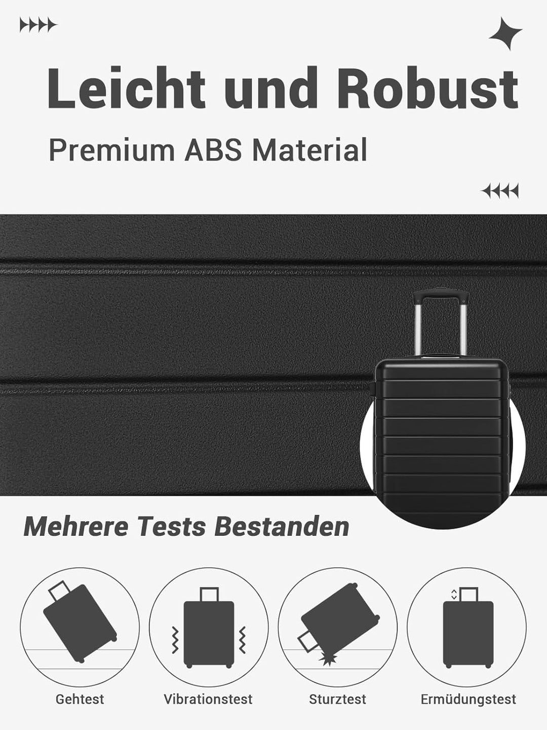 Shavont Mittelgrosser Koffer L, Hartschalenkoffer aus ABS, Leichter Trolley mit 4 Leisen 360° Doppel