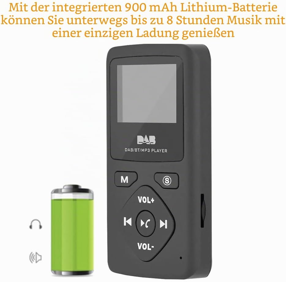 Richer-R DAB Pocket Digitalradio, Tragbare 1,8-Zoll LCD DAB/DAB+ Pocket Digital Radio Bluetooth MP3-