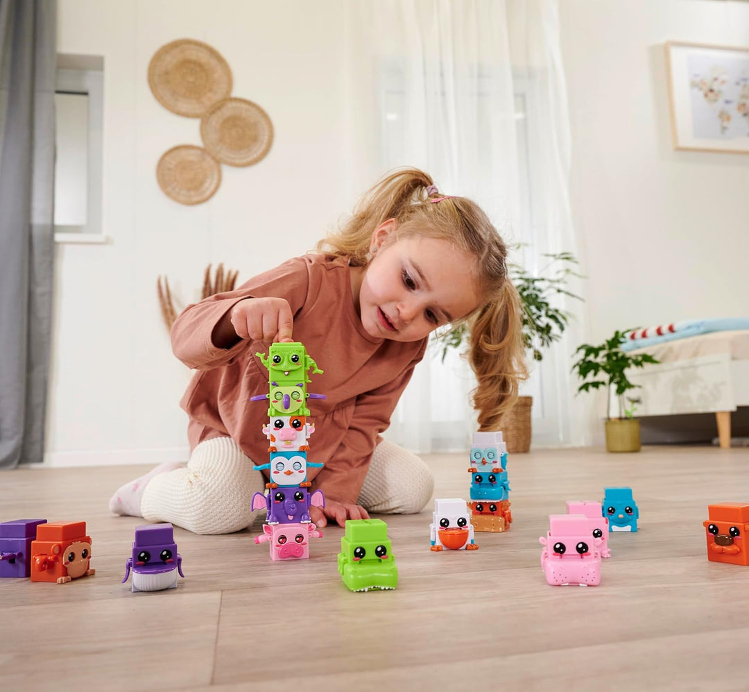 Simba 105952627 - Bloxies Figur (4 Stck.) - Tier-Bausteine zum Stapeln und Sammeln mit Bewegungseffe