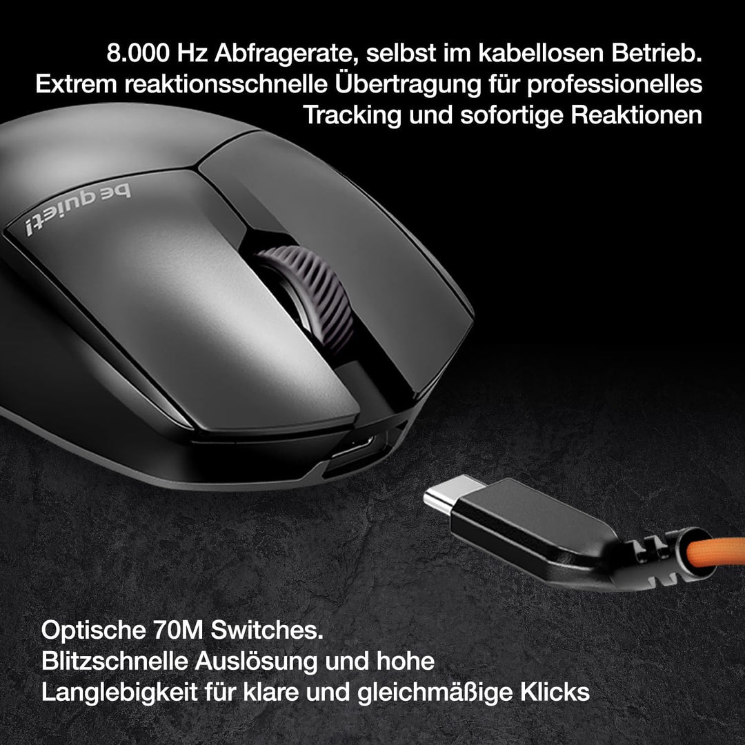 be quiet! Dark Mount Mechanische Tastatur und Dark Perk Ergo Wireless Gaming Maus-Bundle, Hot-Swap N