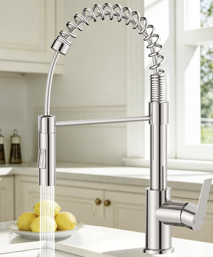 Wasserhahn Küche, Lagontap Elegante Hochdruck Küchenarmatur mit Herunterziehbarer Brause, Zwei Sprüh