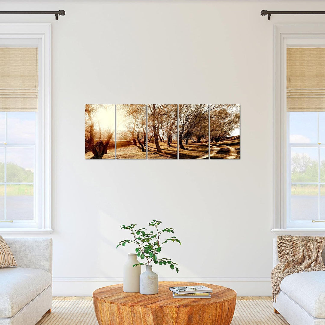 Runa Art Bild Wald Landschaft Wandbilder auf Vlies Leinwand 5 Teilig Wanddekoration Schlafzimmer Woh