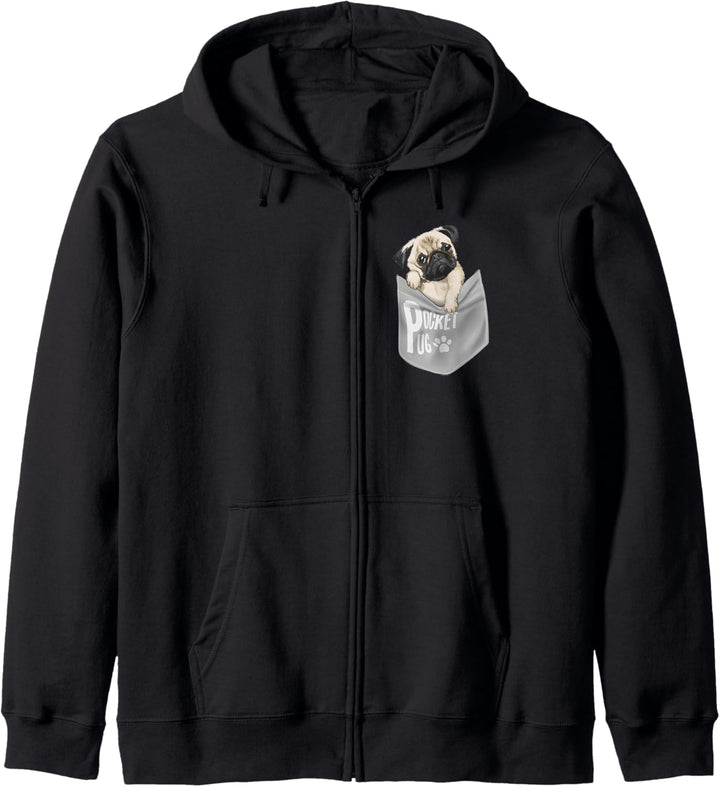 Love Pugs, cooles Mops-T-Shirt mit Tasche, für Haustiere und Hunde Kapuzenjacke