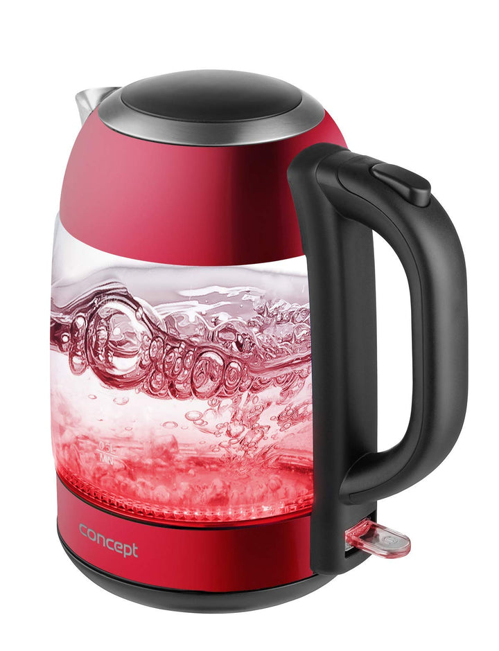 CONCEPT Hausgeräte Glas wasserkocher mit 1,7 L Fassungsvermögen, mit Filter