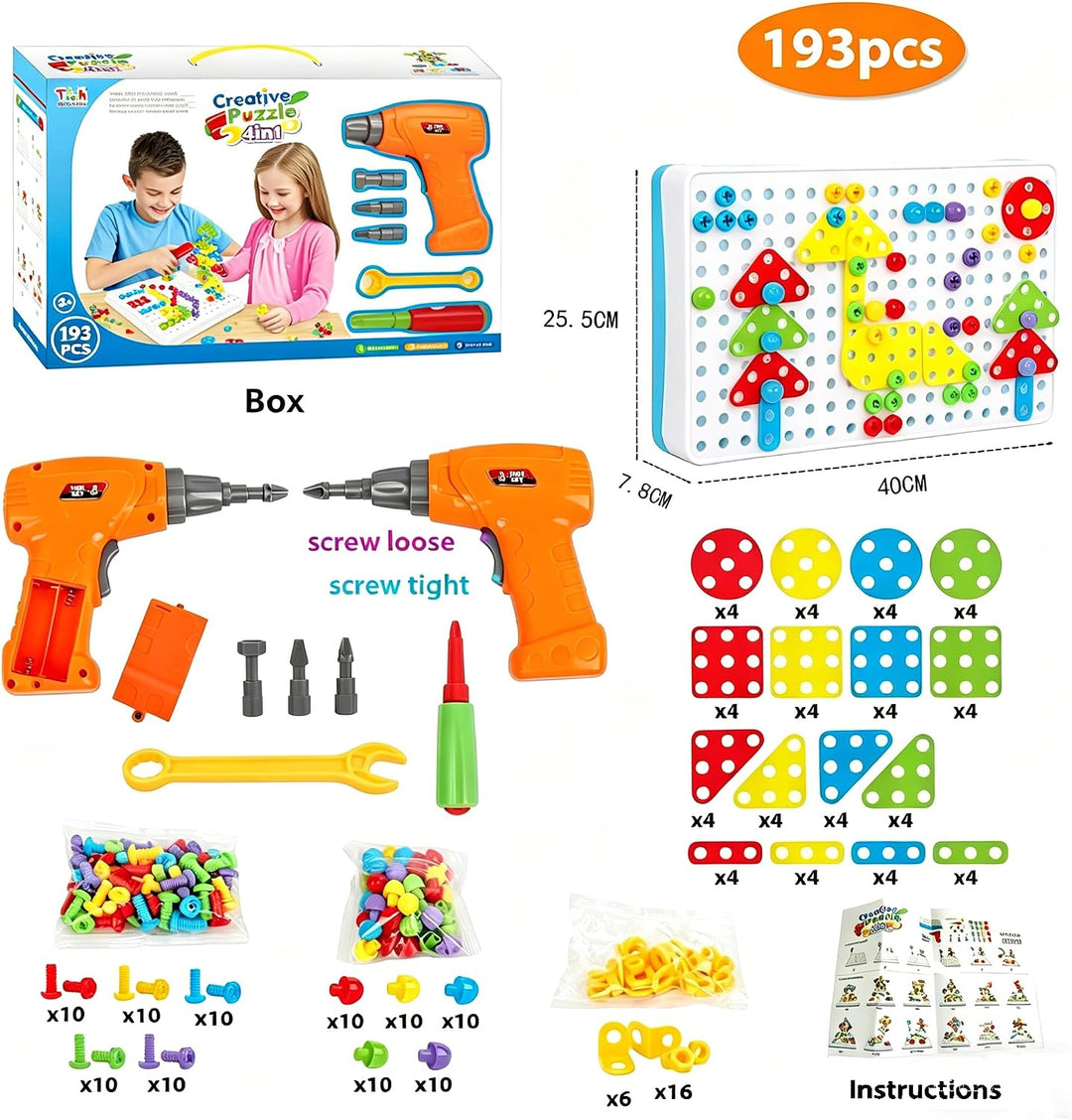 Werkzeugkoffer Schrauben Steckspiel Kinder Montessori Spielzeug mit Akkuschrauber Werkzeugkasten Boh