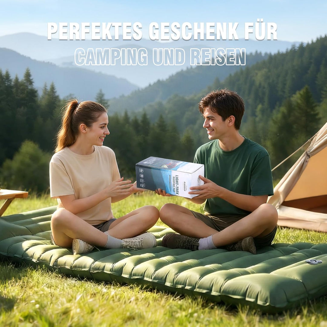 Elegear Isomatte Camping, 12CM Verdicktes Aufblasbare Luftmatratze mit Fusspumpe, Strapazierfähiges