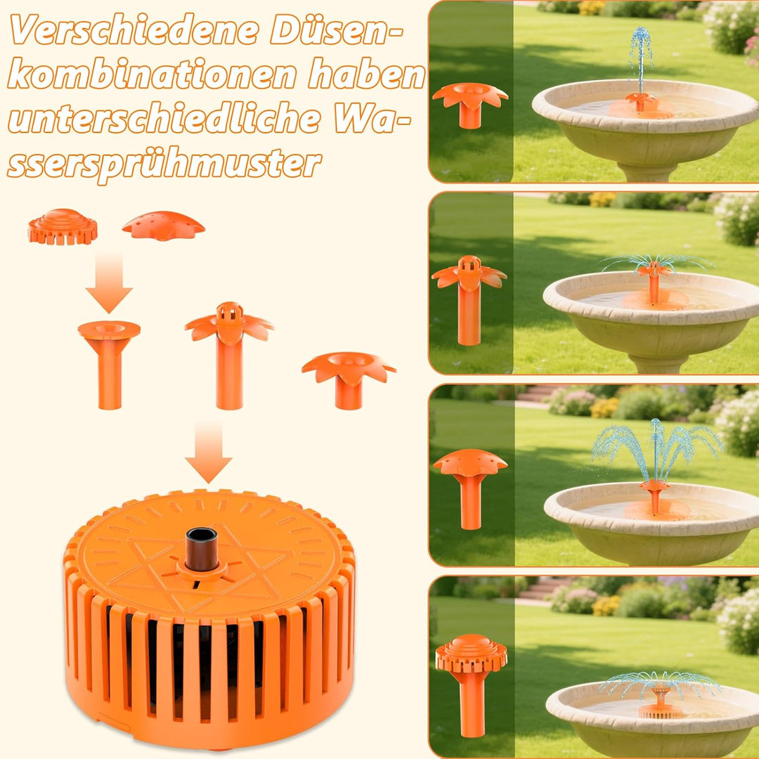 AISITIN Solar Springbrunnen für Aussen, 4,5W Solar Fontäne Pumpe mit Verschiedene Sprüh Effekten,Ora