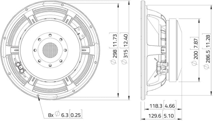 LAVOCE WAF124.02 12" Woofer Ferrite Magnet Aluminium Basketball-Treiber
