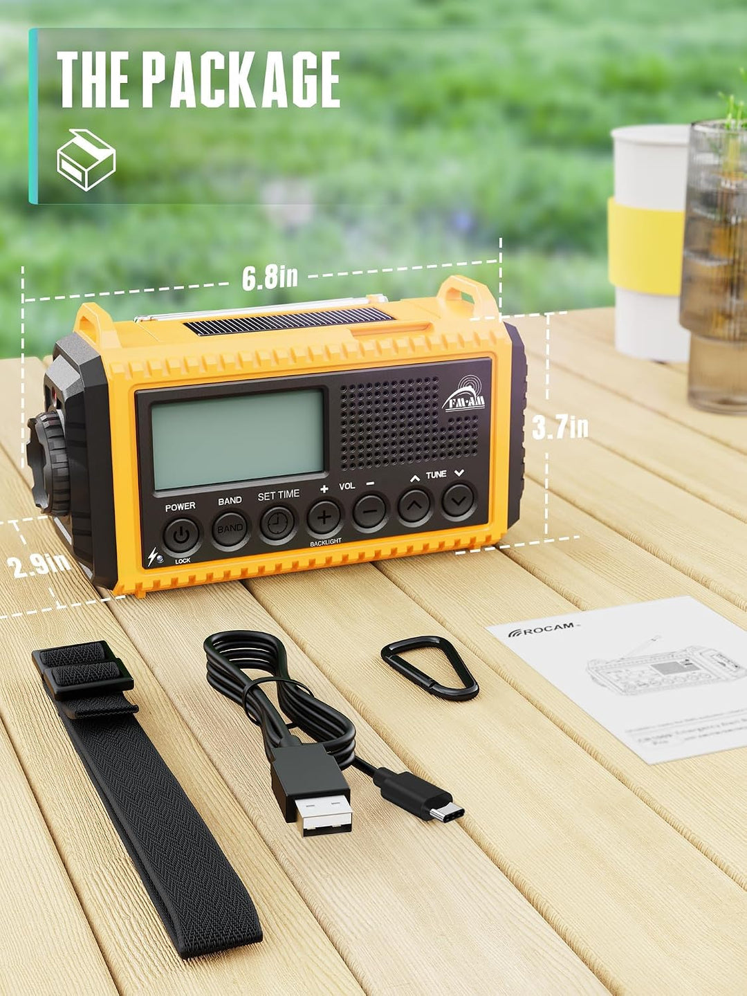 Notfallradio | 12000mAh Powerbank | Kurbelradio |Solar Radio mit Weltempfänger | AM/FM/SW, SOS, USB-