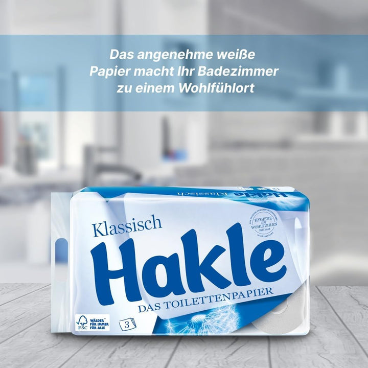 Hakle - Toilettenpapier Klassisch Weiss 24 Rollen 1 Stück (24er Pack), 1 Stück (24er Pack)