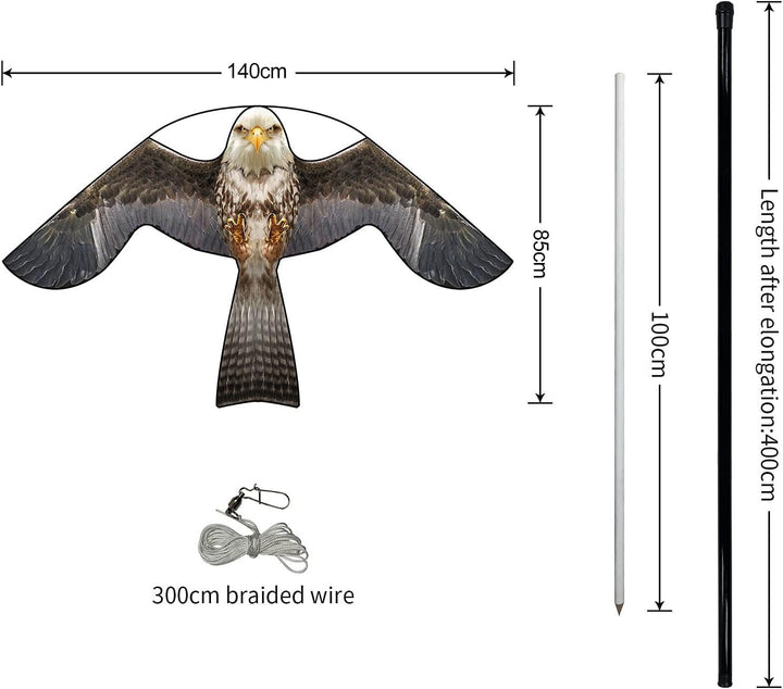Flyonte Vogelschutz-Teleskop-Vogelscheuchen-Stil B-Drachen mit 4m ausziehbarer Stange Vogelabwehr-Dr