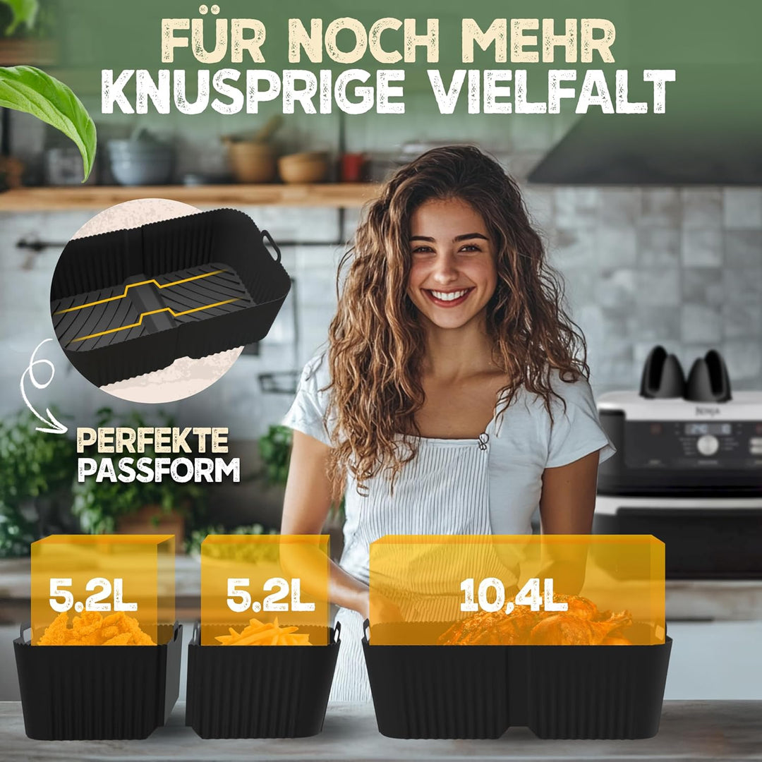 Airfryer Heissluftfritteuse Zubehör XXL SET für Airfryer Ninja Foodi Flexdrawer AF500EU 10,4 L mit 1