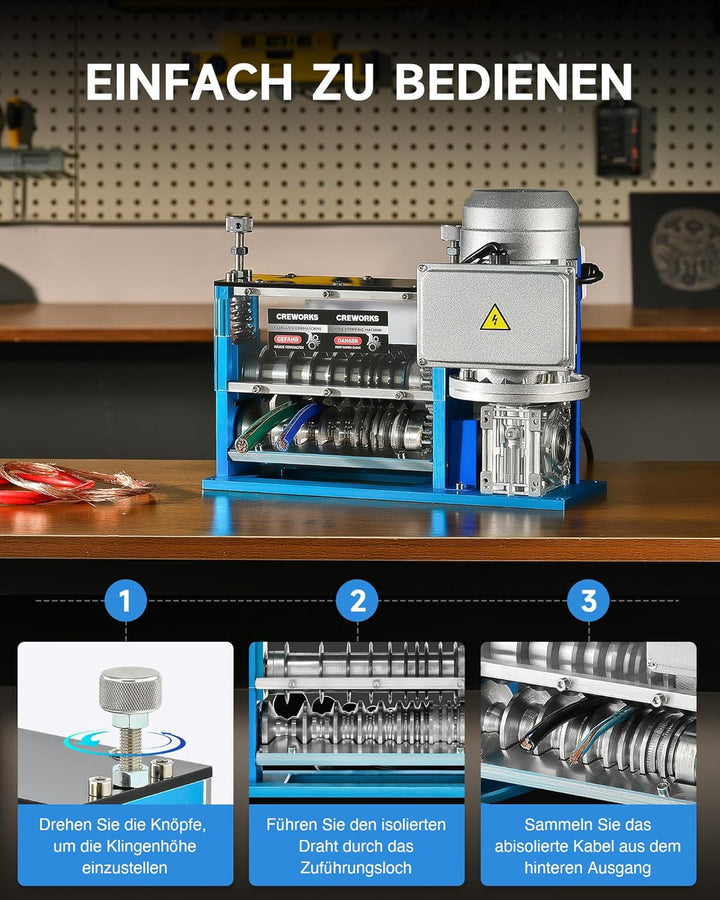 CREWORKS Kabelabisoliermaschine 1,5-38mm Kabelschälmaschine Abisoliermaschine Kabel Abisolierwerkzeu