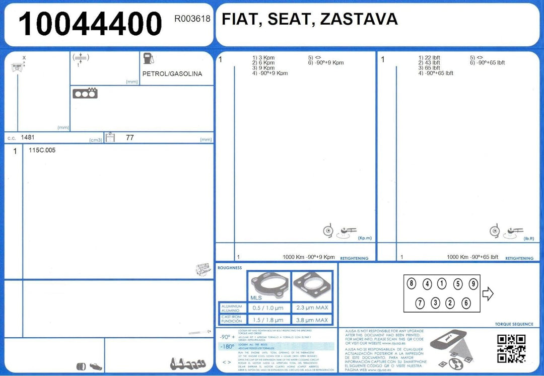 AJUSA 50008400 Dichtungsvollsatz, Motor