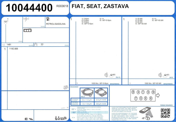 AJUSA 50008400 Dichtungsvollsatz, Motor