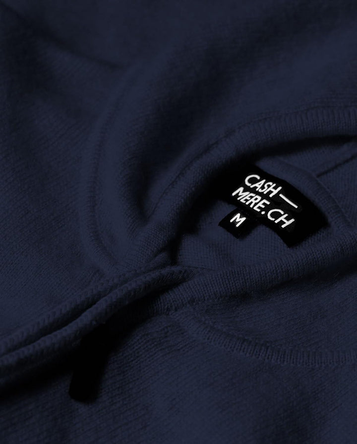 CASH-MERE.CH 100% Kaschmir Herren Kapuzenpullover | Hoodie mit Reissverschluss S Marine, S Marine