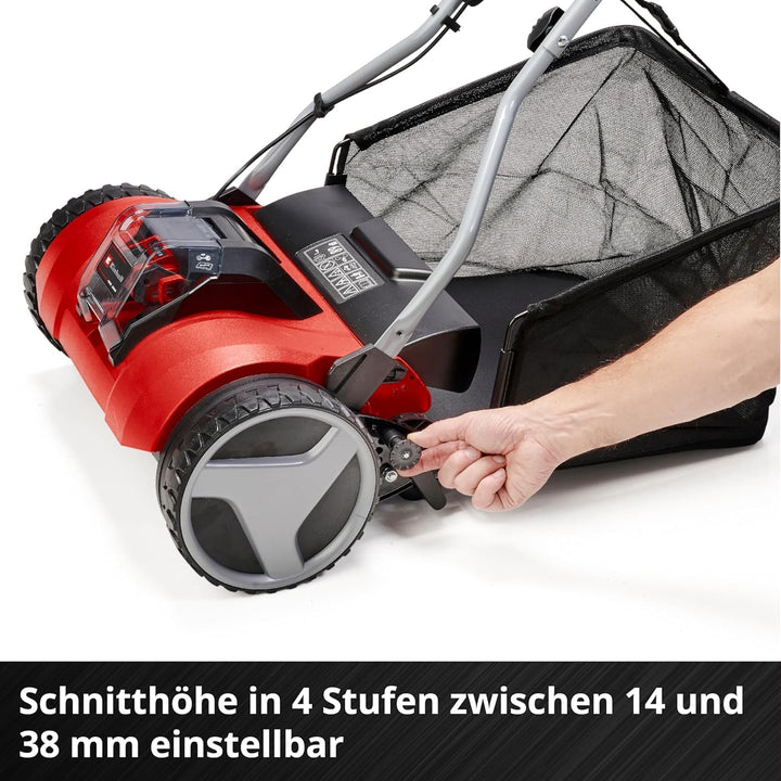 Einhell Akku-Rasenmäher GE-HM 18/38 Li - Solo Power X-Change (Li-ion, 18V, kugelgelagerte Mähspindel