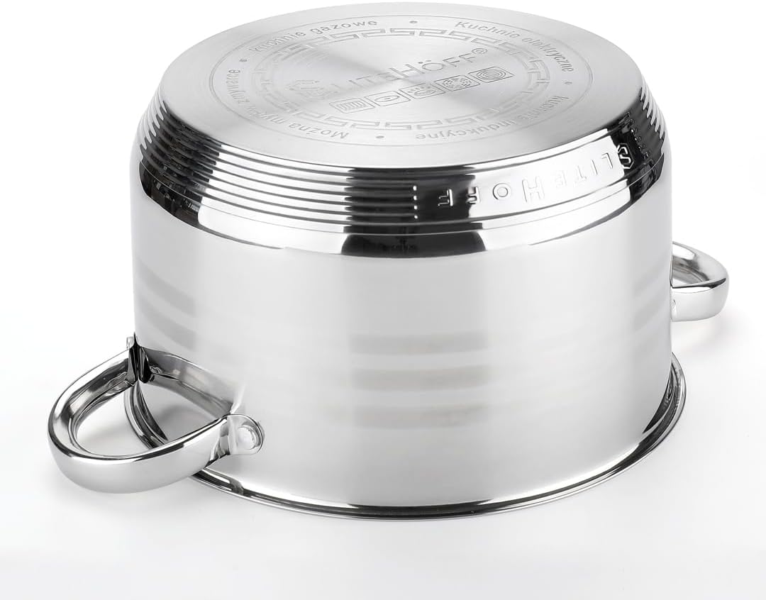 EliteHoff Topfset Induktion 12-teilig Edelstahl, Kochtopf Set mit Glasdeckel, 7-lagiger Edelstahl To