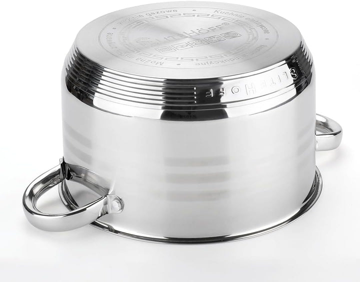 EliteHoff Topfset Induktion 12-teilig Edelstahl, Kochtopf Set mit Glasdeckel, 7-lagiger Edelstahl To