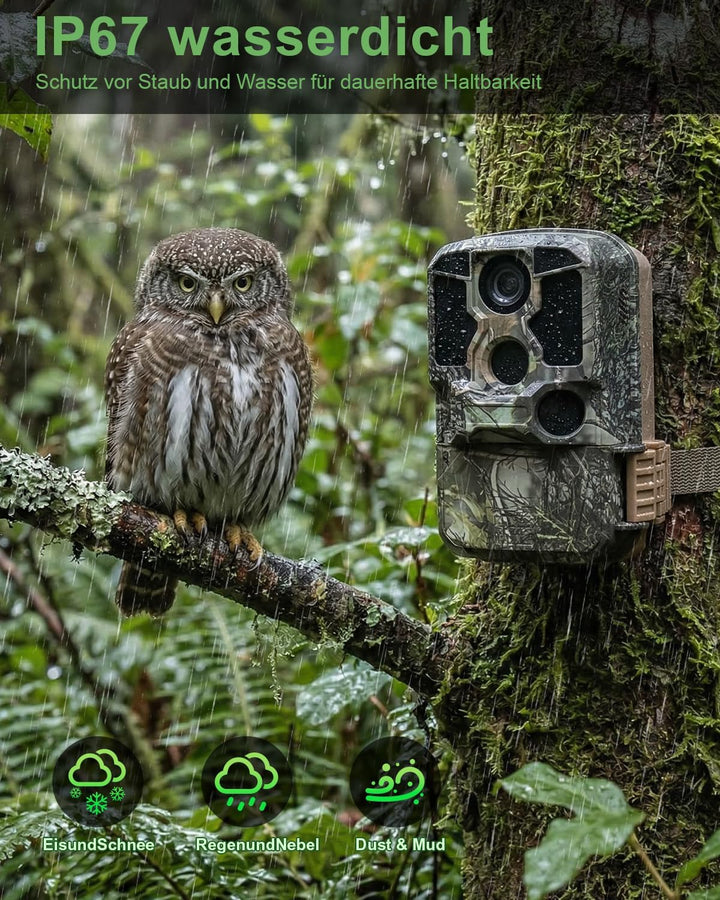 KJK 4K 84MP Wildkamera mit Handyübertragung APP, WLAN Bluetooth Wildkamera mit Bewegungsmelder Nacht