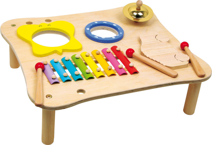 small foot 1166 Musiktisch aus Holz, inkl. Xylophon, Ratsche, Schelle, Trommel und Holzschlegl, ab 3