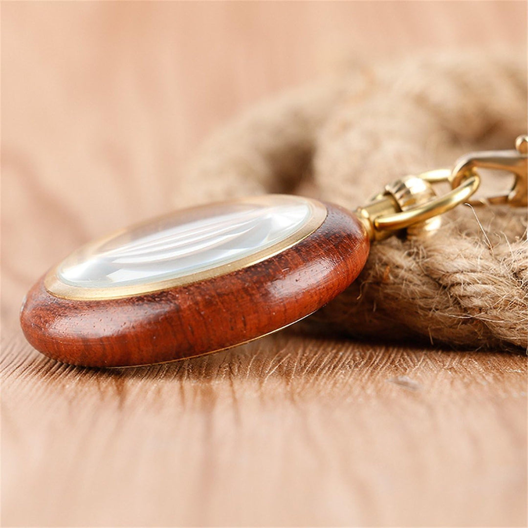 TREEWETO Unisex Holz Taschenuhr mit Kette Analog Handaufzug Skelett Römische Ziffern