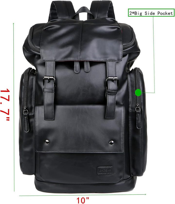 BAOSHA BP-16 PU Leder Casual Rucksack College Rucksack Daypack Schwarz