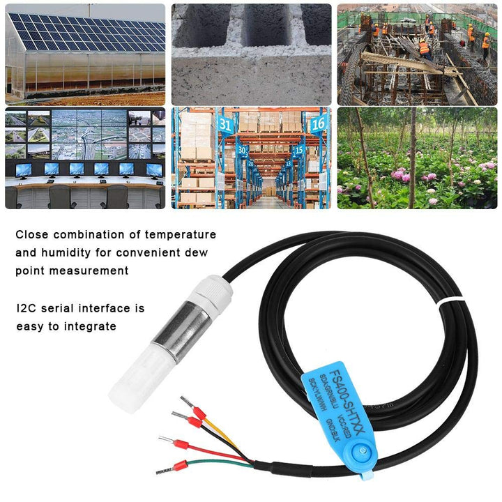 Staubdichter FS400-SHT3X Digitale Boden-Temperatur-Feuchtesensor-Sonde aus Edelstahl und Kunststoffg