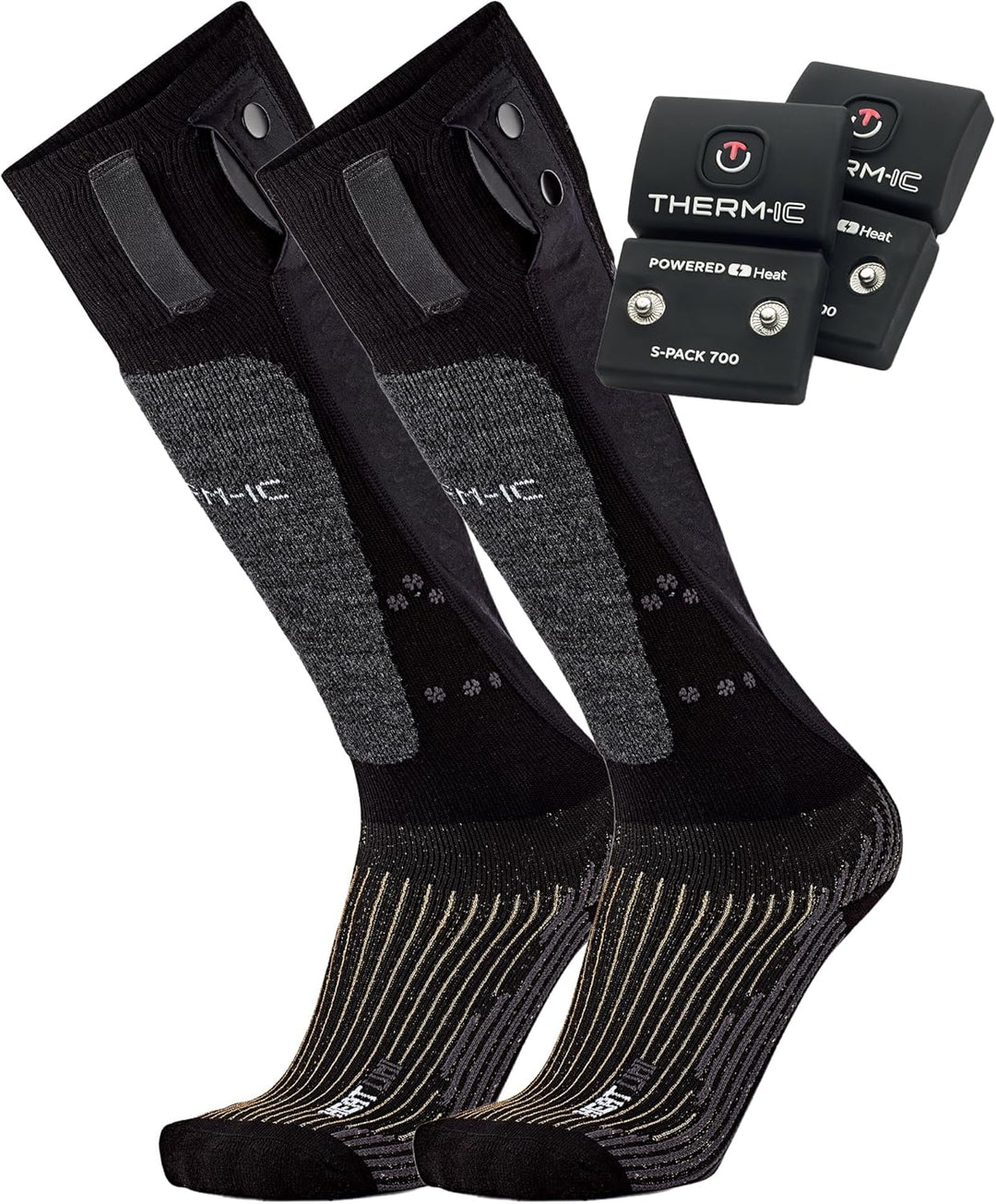 Therm-ic PowerSocks Set Heat Uni + S-Pack 1200 Heated Socks + Battery Spack, Black, 35-38